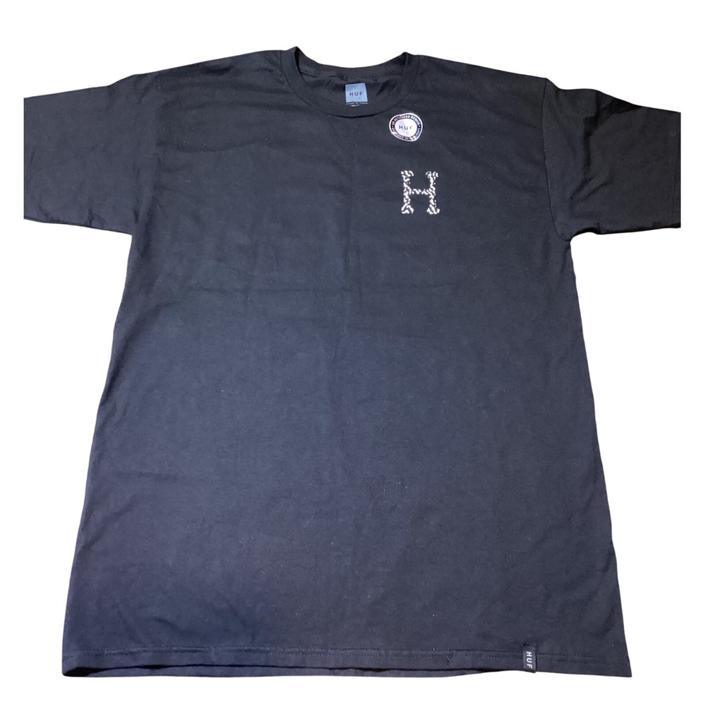 HUF UV Activated‎ Design Black T-Shirt Men's Sized L - NWOT